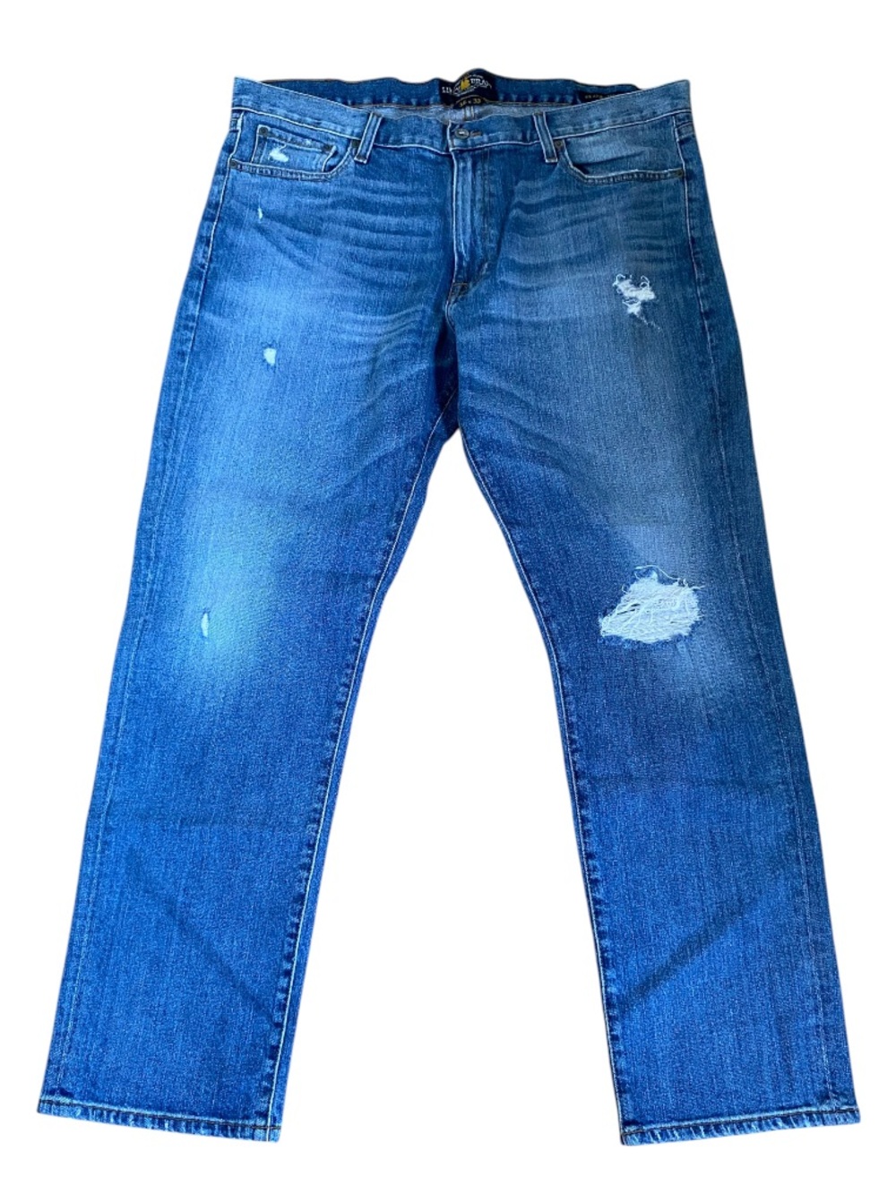 LUCKY BRAND Men's Blue Distressed Straight-Leg Jeans Size 36 x 32